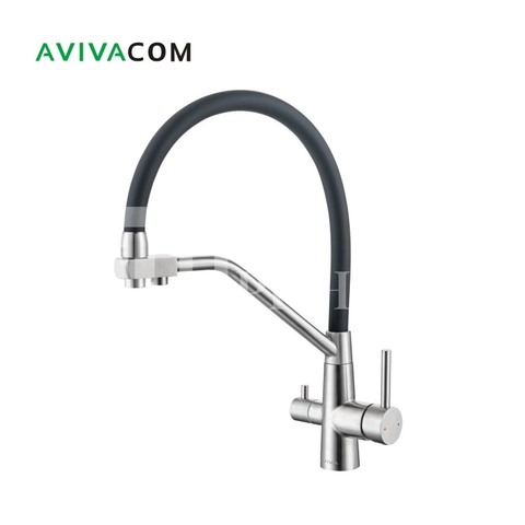Смеситель SB4426,BB4426 с черным гибким изливом и краном для питьевой воды